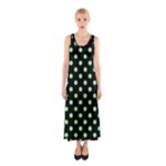 Polka Dots - Light Green on Black Full Print Maxi Dress