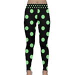 Polka Dots - Light Green on Black Yoga Leggings