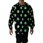 Polka Dots - Light Green on Black Hooded Wind Breaker (Kids)