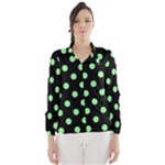 Polka Dots - Light Green on Black Wind Breaker (Women)