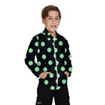 Polka Dots - Light Green on Black Wind Breaker (Kids)