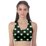 Polka Dots - Light Green on Black Women s Sports Bra