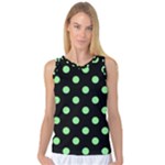 Polka Dots - Light Green on Black Women s Basketball Tank Top