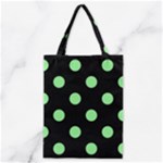 Polka Dots - Light Green on Black Classic Tote Bag