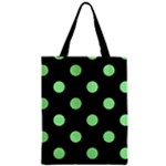 Polka Dots - Light Green on Black Zipper Classic Tote Bag