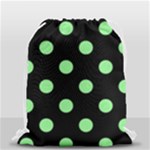 Polka Dots - Light Green on Black Drawstring Bag (Small)