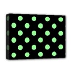 Polka Dots - Light Green on Black Deluxe Canvas 16  x 12  (Stretched)