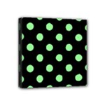 Polka Dots - Light Green on Black Mini Canvas 4  x 4  (Stretched)