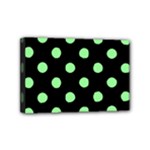 Polka Dots - Light Green on Black Mini Canvas 6  x 4  (Stretched)