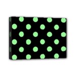 Polka Dots - Light Green on Black Mini Canvas 7  x 5  (Stretched)