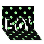 Polka Dots - Light Green on Black BOY 3D Greeting Card (7x5)