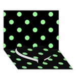 Polka Dots - Light Green on Black Heart Bottom 3D Greeting Card (7x5)