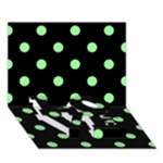 Polka Dots - Light Green on Black LOVE Bottom 3D Greeting Card (7x5)