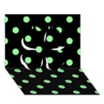 Polka Dots - Light Green on Black Clover 3D Greeting Card (7x5)