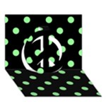 Polka Dots - Light Green on Black Peace Sign 3D Greeting Card (7x5)