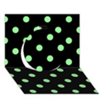 Polka Dots - Light Green on Black Circle 3D Greeting Card (7x5)