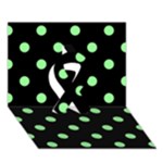 Polka Dots - Light Green on Black Ribbon 3D Greeting Card (7x5)