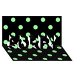 Polka Dots - Light Green on Black SORRY 3D Greeting Card (8x4)
