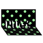 Polka Dots - Light Green on Black HUGS 3D Greeting Card (8x4)