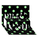 Polka Dots - Light Green on Black Miss You 3D Greeting Card (7x5)