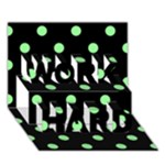 Polka Dots - Light Green on Black WORK HARD 3D Greeting Card (7x5)