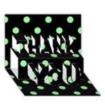 Polka Dots - Light Green on Black THANK YOU 3D Greeting Card (7x5)