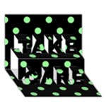 Polka Dots - Light Green on Black TAKE CARE 3D Greeting Card (7x5)