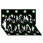 Polka Dots - Light Green on Black Congrats Graduate 3D Greeting Card (8x4)