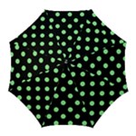 Polka Dots - Light Green on Black Golf Umbrella