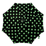 Polka Dots - Light Green on Black Hook Handle Umbrella (Medium)