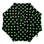Polka Dots - Light Green on Black Hook Handle Umbrella (Small)