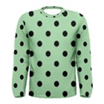 Polka Dots - Black on Celadon Green Men s Long Sleeve T-shirt