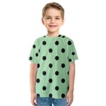 Polka Dots - Black on Celadon Green Kid s Sport Mesh Tee