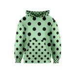 Polka Dots - Black on Celadon Green Kid s Pullover Hoodie