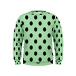 Polka Dots - Black on Celadon Green Kid s Sweatshirt