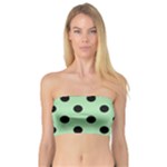 Polka Dots - Black on Celadon Green Bandeau Top