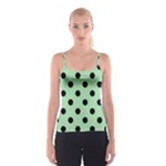 Polka Dots - Black on Celadon Green Spaghetti Strap Top