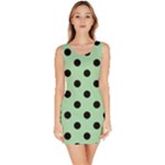 Polka Dots - Black on Celadon Green Bodycon Dress