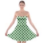 Polka Dots - Black on Celadon Green Strapless Bra Top Dress