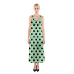 Polka Dots - Black on Celadon Green Full Print Maxi Dress