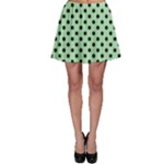 Polka Dots - Black on Celadon Green Skater Skirt