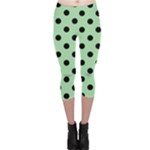 Polka Dots - Black on Celadon Green Capri Leggings