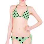 Polka Dots - Black on Celadon Green Bikini Set