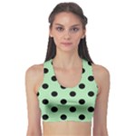 Polka Dots - Black on Celadon Green Women s Sports Bra