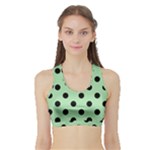 Polka Dots - Black on Celadon Green Women s Sports Bra with Border