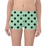 Polka Dots - Black on Celadon Green Boyleg Bikini Bottoms
