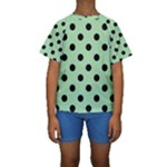 Polka Dots - Black on Celadon Green Kid s Short Sleeve Swimwear