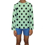 Polka Dots - Black on Celadon Green Kid s Long Sleeve Swimwear