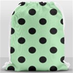 Polka Dots - Black on Celadon Green Drawstring Bag (Large)