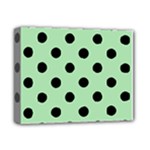 Polka Dots - Black on Celadon Green Deluxe Canvas 14  x 11  (Stretched)